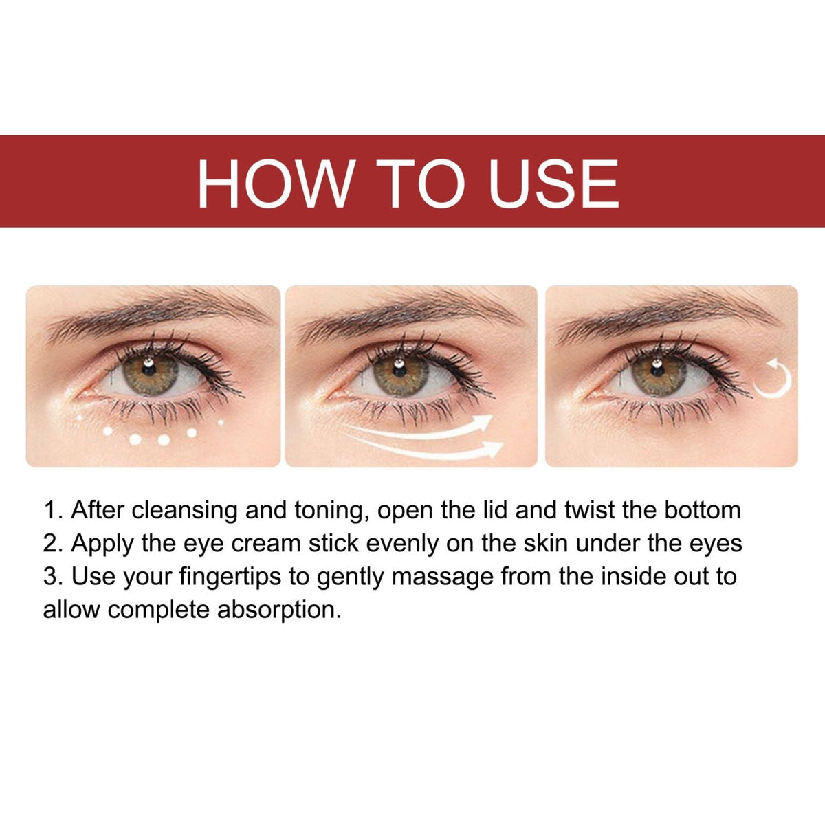 How to apply an eye cream stick around the under-eye area