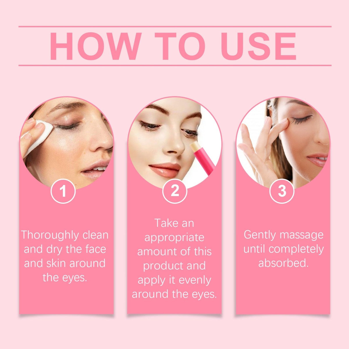 How to apply West Month retinol eye balm around the eyes using the pink balm stick