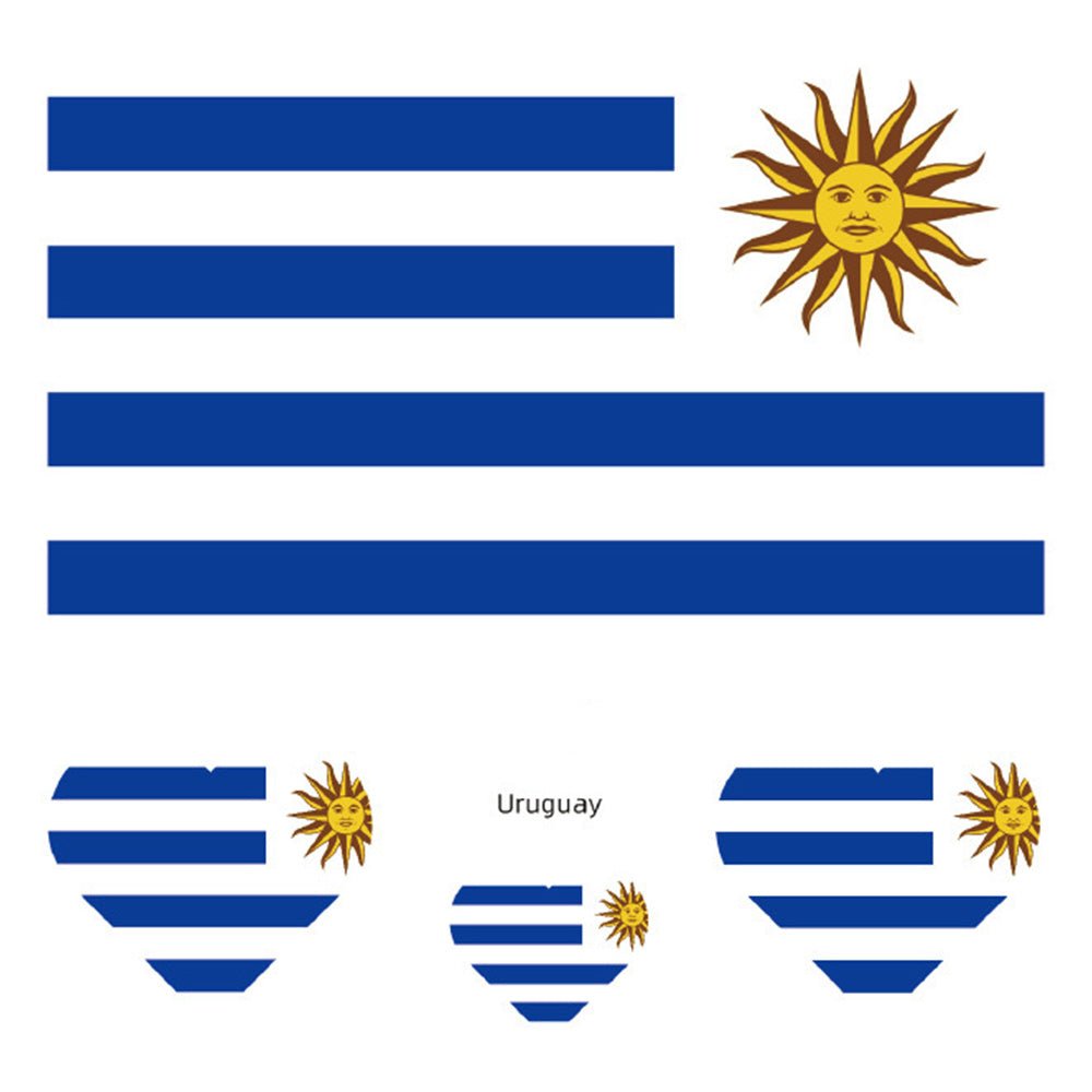 Temporary face tattoos with country flag designs