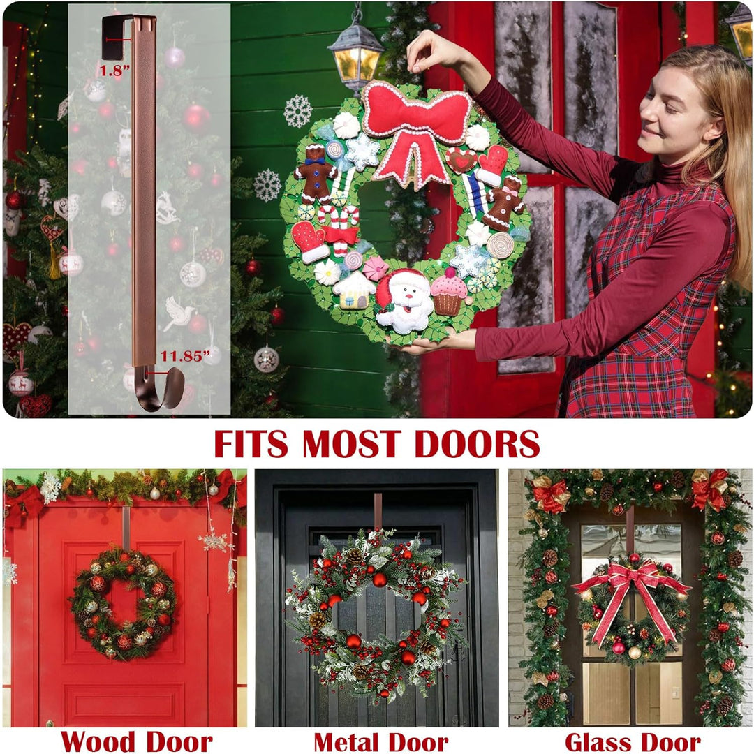 Wreath Door Hanger,Easter Decorations Wreath Hangers for Front Door, Adjustable over the Door Hooks for Hanging Welcome Sign Length from 15 to 25 Inches,Metal Front Door Porch Apartment Decor