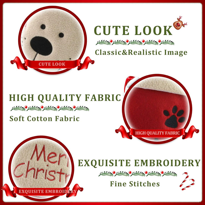 18’’ Dog Felt Christmas Stockings Paws Embroidered for Pets Puppy Red Xmas Stocking Gift Bag Cuff Lovely Home Holiday Decoration