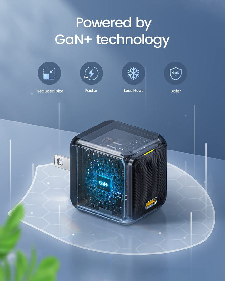 65W PD USB C Charger, Gan+ Magcube Fast Wall Charger Power Adapter with 4Ft USB C LED Display Cable for Notebook Macbook Pro/Air, Galaxy, for Iphone 15/14/Plus/Pro Max/13/12, Black