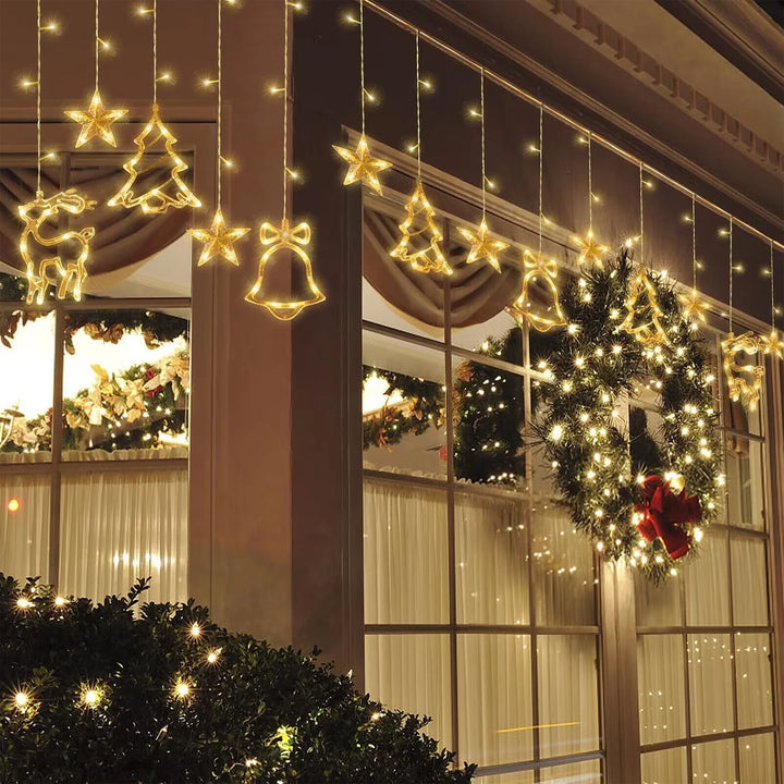 Christmas Decorations, 11.5FT Christmas Hanging Curtain Lights for Indoor Outdoor Window Home Xmas Decor