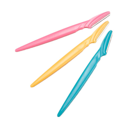 3-Piece Stainless Steel Eyebrow Trimmer Set | Precision Facial Razor & Dermaplaning Tool