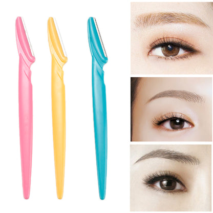 3-Piece Stainless Steel Eyebrow Trimmer Set | Precision Facial Razor & Dermaplaning Tool