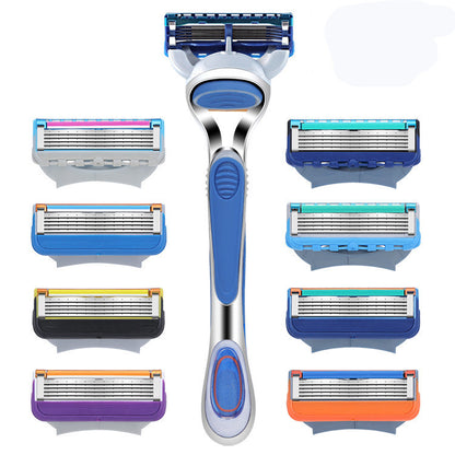 4-Pack Premium 5-Layer Razor Blades | Men's Manual Shaver Cartridges & Storage Box (Orange)