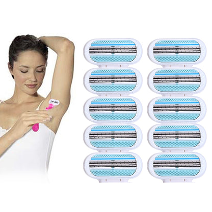 4-Pack Women's 3-Layer Razor Blades | Smooth Manual Shaving Cartridges