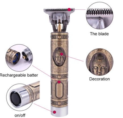 Professional Buddha Head Electric Hair Clipper | Ultra-Lightweight Cordless Barber Trimmer