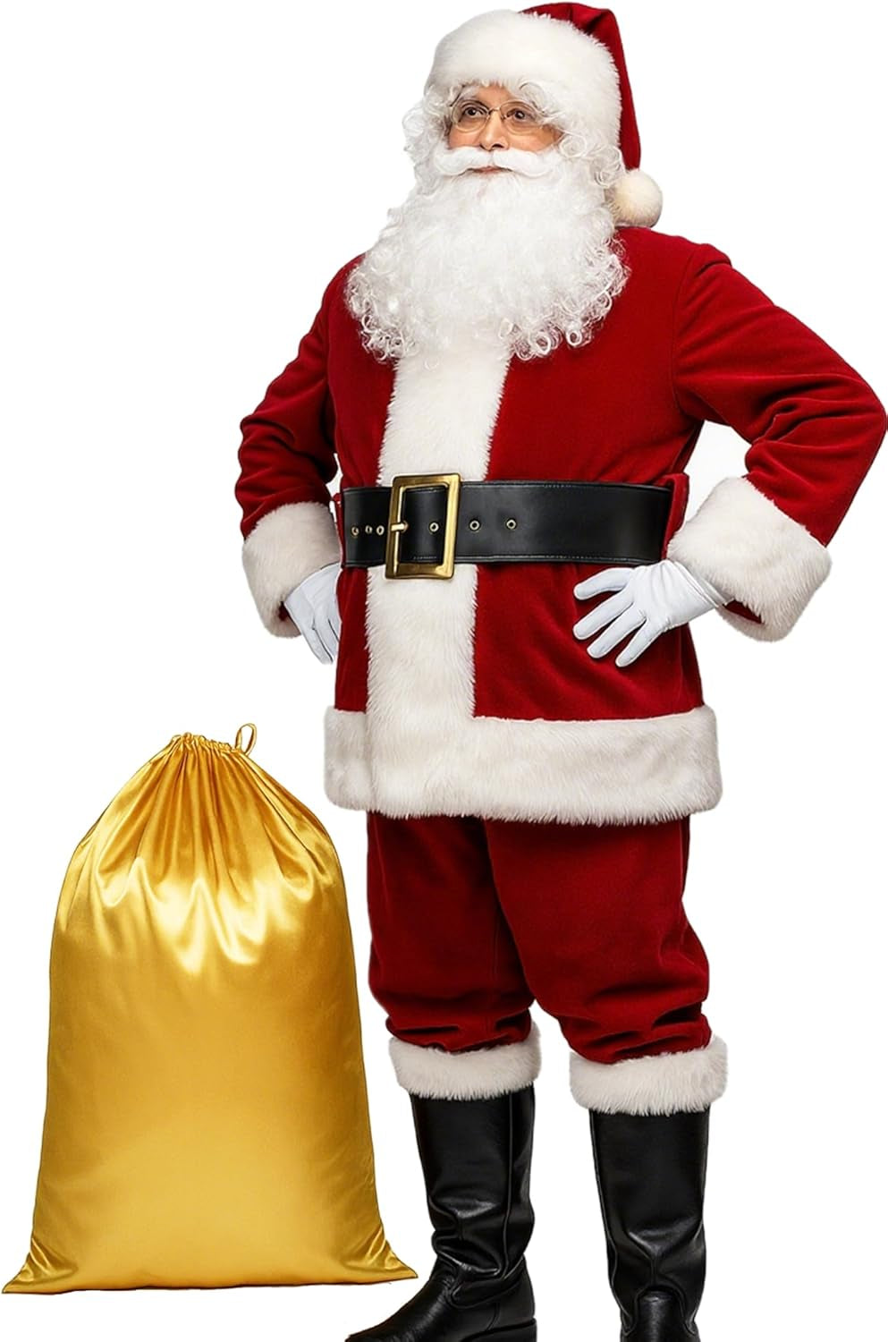 Men'S Deluxe Santa Suit 11Pc. Christmas Adult Santa Claus Costume
