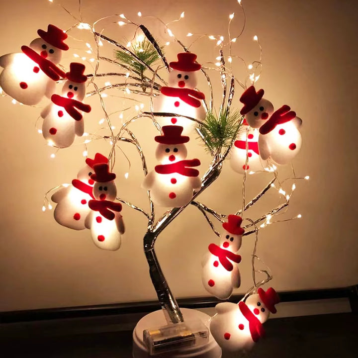 Christmas LED String Lights Santa Claus Snowflakes Snowman Xmas Tree Fairy Lights Garland Christmas Decorations for Home Navidad