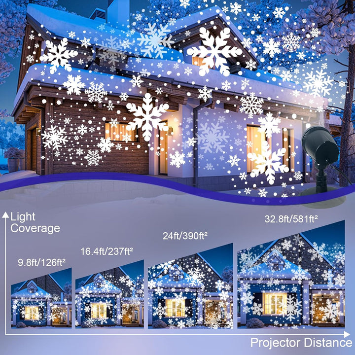 Outdoor Snowflake Projector Lights - IP65 Waterproof Christmas Decorations