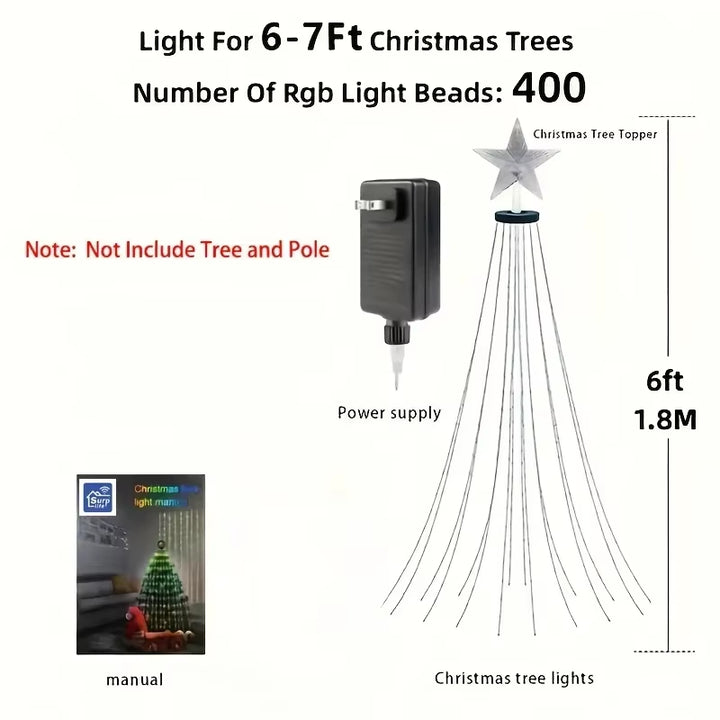 2.1M 400Leds Smart Christmas Tree Lights Christmas LED String Lights Fairy Garland Lights with Star Topper for Xmas Tree Decor