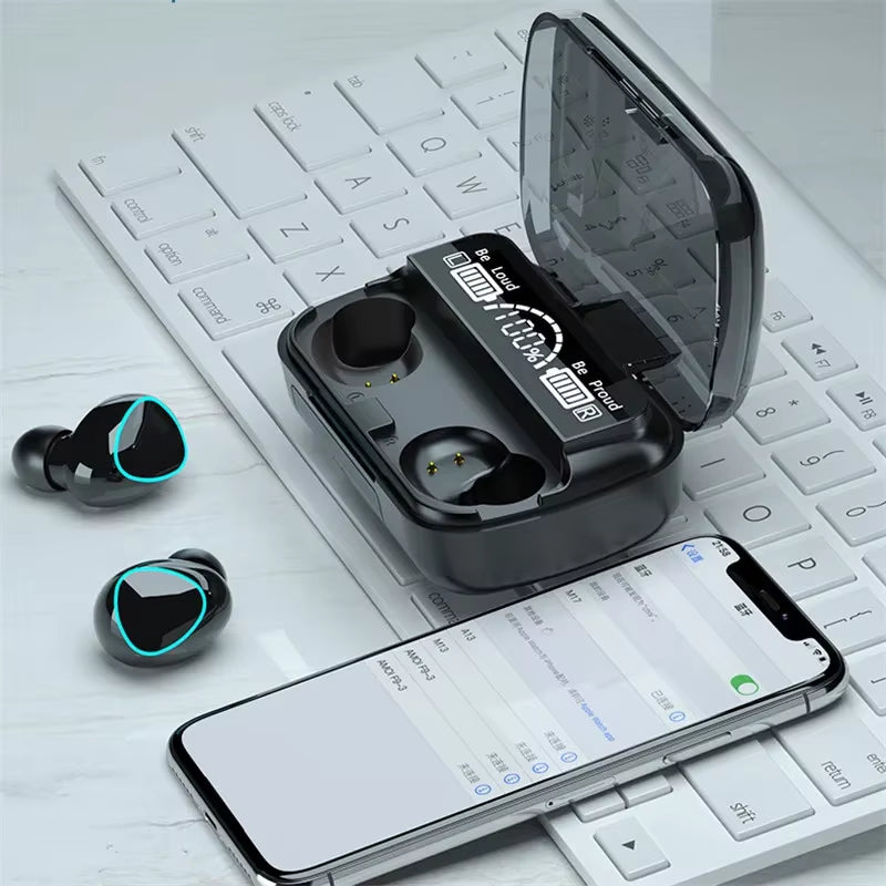 M10 TWS Wireless Headphones: Bluetooth Connection, Charging Box, 9D Stereo, Sports Waterproof Earbuds + Microphone