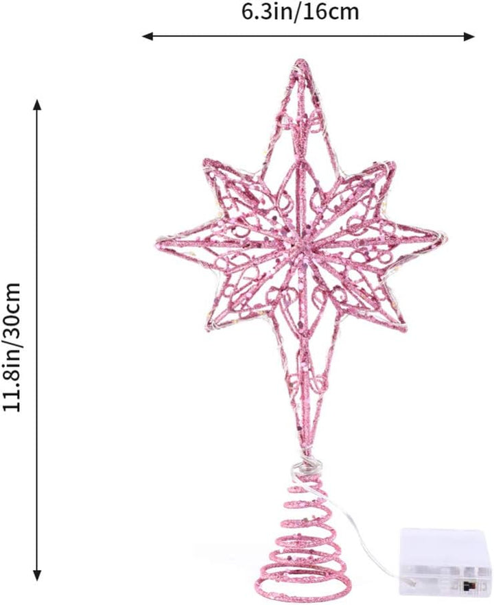 Eight Pointed Star Christmas Tree Topper with Lights Art Decoration for Holiday Trees Easy Installation for Festive Atmosphere Christmas Ornament