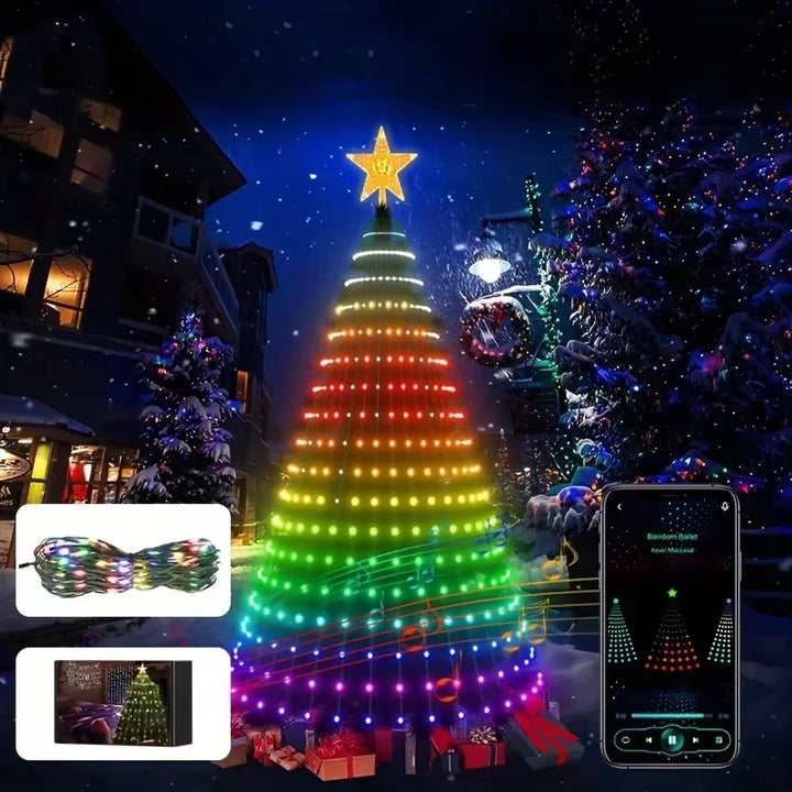2.1M 400Leds Smart Christmas Tree Lights Christmas LED String Lights Fairy Garland Lights with Star Topper for Xmas Tree Decor