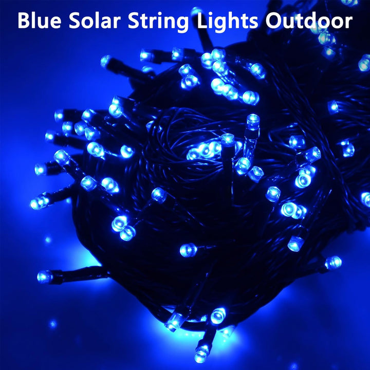 Upgrade Solar String Lights for outside 2 Pack Total 180FT 500LED String Lights Outdoor with 8 Modes, IP65 Waterproof Outdoor Solar Twinkle Lights, Garden Tree Party Christmas Decorations, Blue