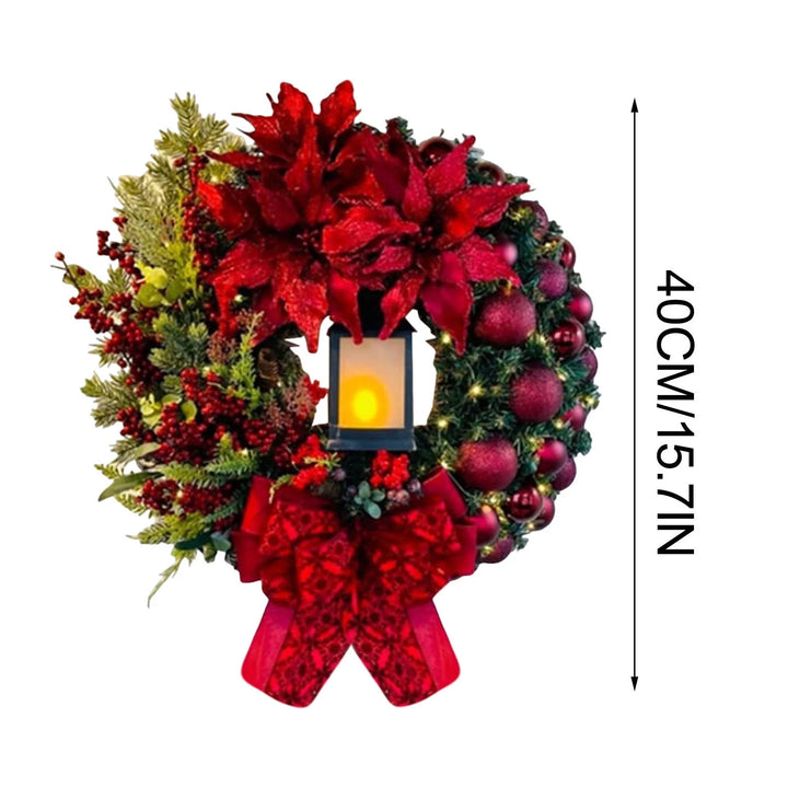 2024 Large Christmas Wreaths for Front Door,Artificial Lighted Christmas Wreath with Bow Ribbon Red Christmas Front Door,Wreath with Christmas Ball Christmas Garland for Indoor Outdoor Front Door