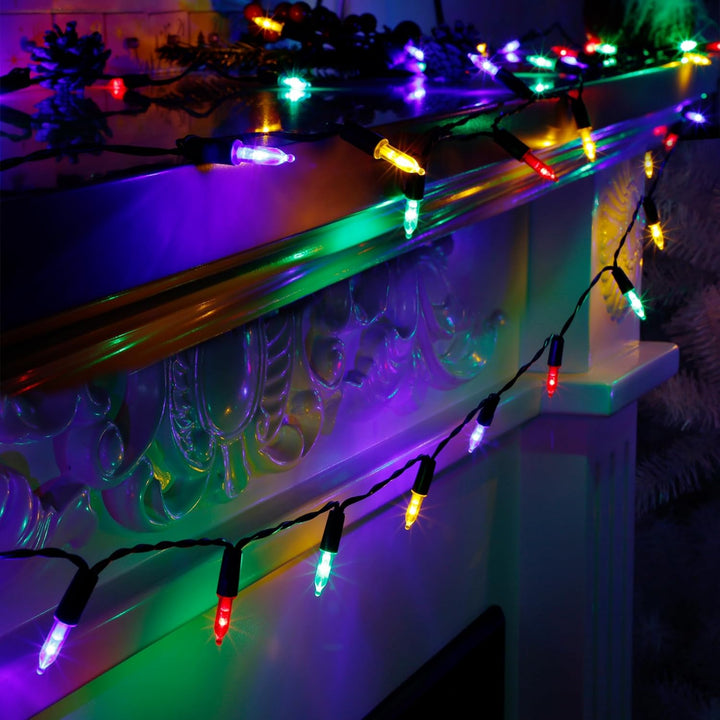 2 Packs Total 100 Leds 32Ft Multicolored Christmas String Lights, Battery Operated Christmas Mini String Lights with 8 Lighting Modes, Indoor Outdoor LED Xmas Fairy String Lights with Timer