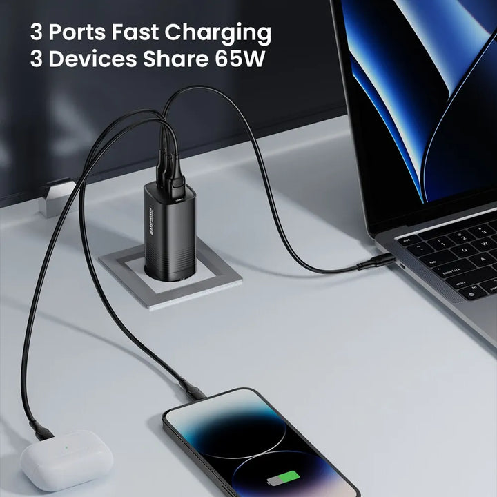 Gan USB Type C Charger 65W 45W PPS PD QC4.0 Quick Charger for Macbook Laptop IPAD Tablet Iphone 16 Samsung S23 Ultra
