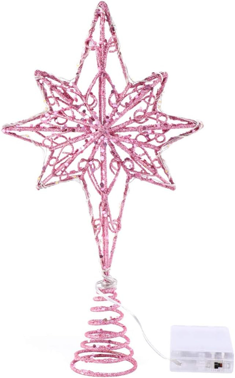 Eight Pointed Star Christmas Tree Topper with Lights Art Decoration for Holiday Trees Easy Installation for Festive Atmosphere Christmas Ornament