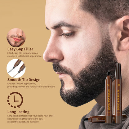 Men's Waterproof Beard & Hairline Filler Pen | Sweatproof Patchy Beard Concealer
