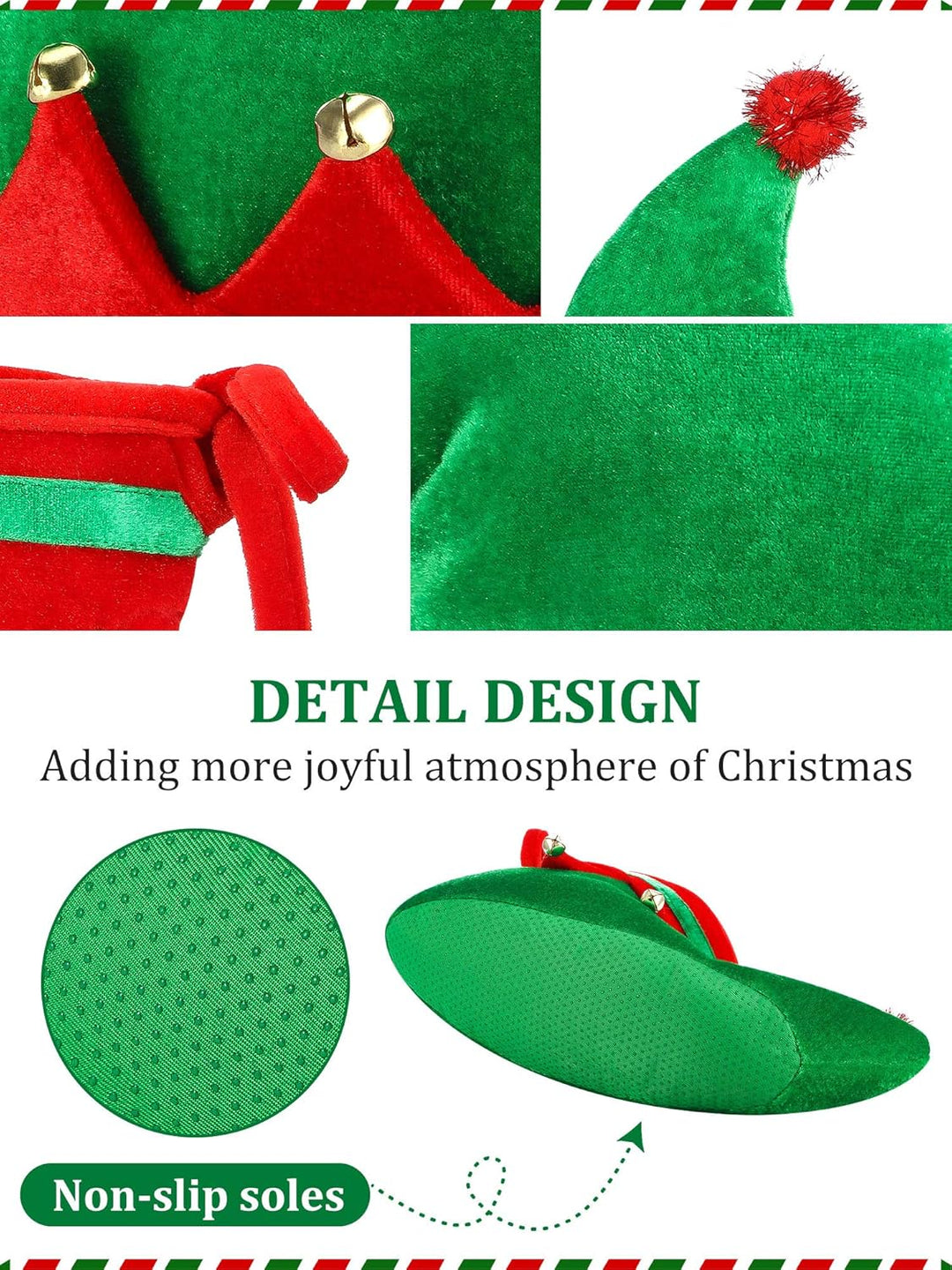 Christmas Santa Elf Shoes and Hat Christmas Red and Green Costume Accessory Set