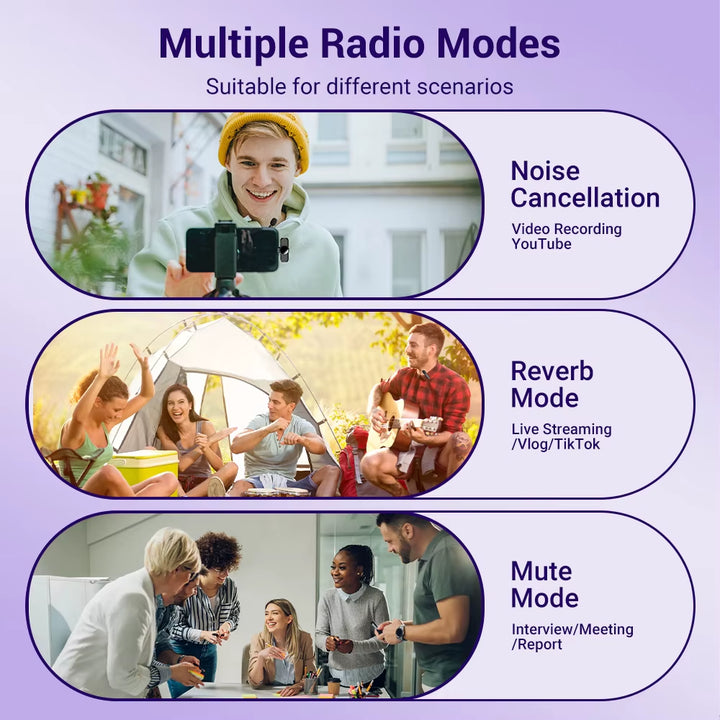 2.4G Wireless Stereo Lavalier Microphone Live Interview Outdoor Mini Noise Cancelling for Iphone Android Rotate Lapel Mic