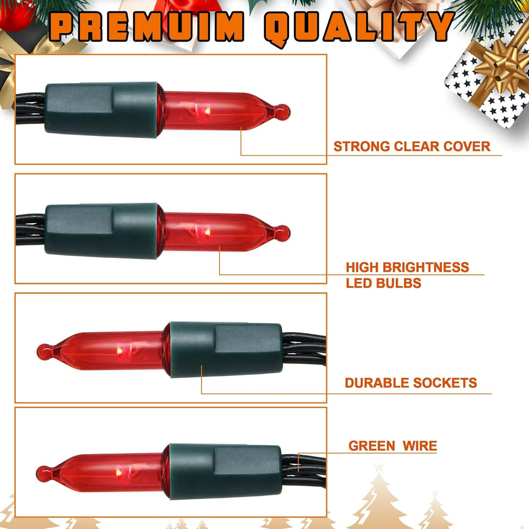 2 Packs Total 100 Leds 32Ft Multicolored Christmas String Lights, Battery Operated Christmas Mini String Lights with 8 Lighting Modes, Indoor Outdoor LED Xmas Fairy String Lights with Timer