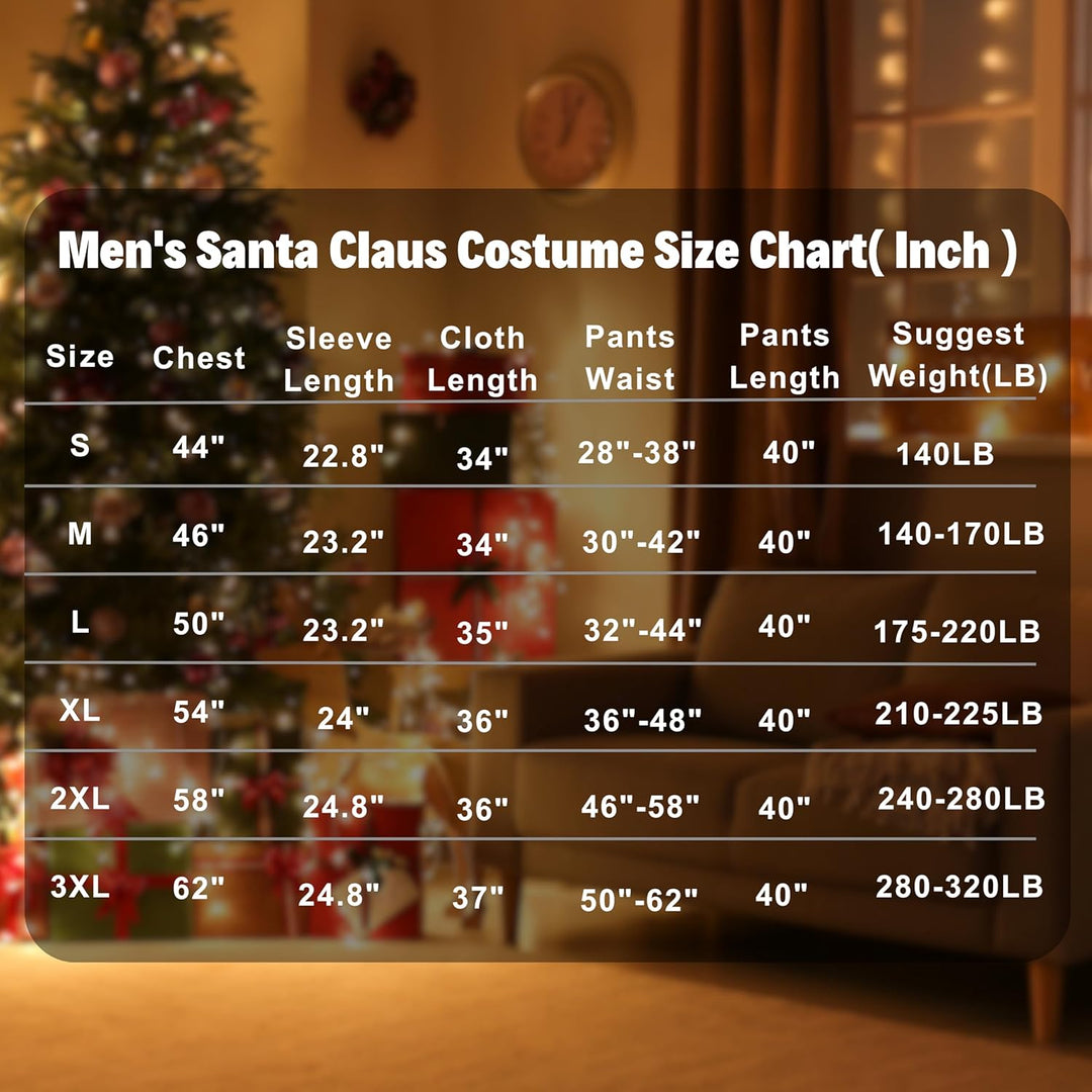 Men'S Deluxe Santa Suit 11Pc. Christmas Adult Professional Santa Claus Outfit Xmas