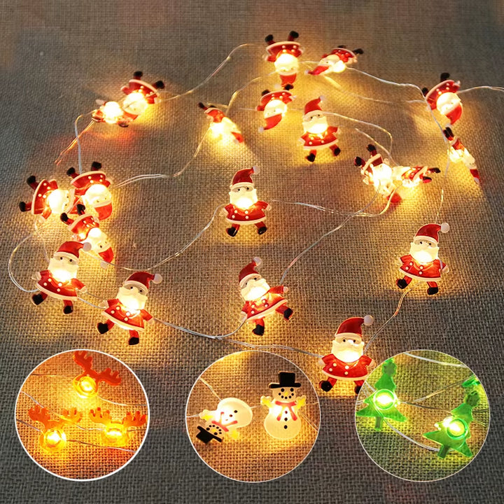 2M Christmas Santa Claus Snowflake LED Light String Garland Xmas Tree Fairy Light Christmas Decoration for Home New Year Navidad