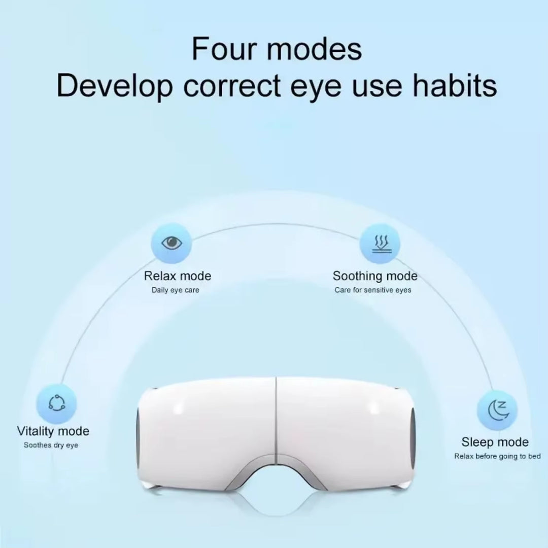 Rechargeable, Portable Eye Massager with Heat for Relaxation and Eye Care, Featuring 5 Modes to Reduce Eye Strain, Dark Circles,
