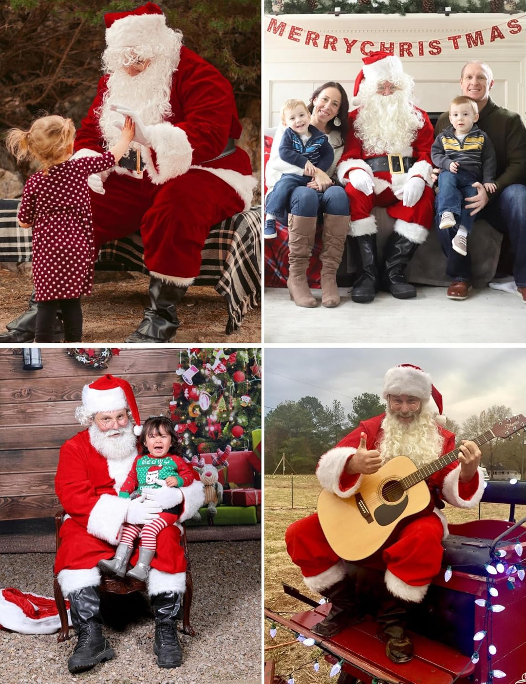 Santa Claus Costume for Men Adults Santa Suit 11Pcs Mens Red Deluxe Christmas Clause Outfit Cosplay Vacation Suits Set