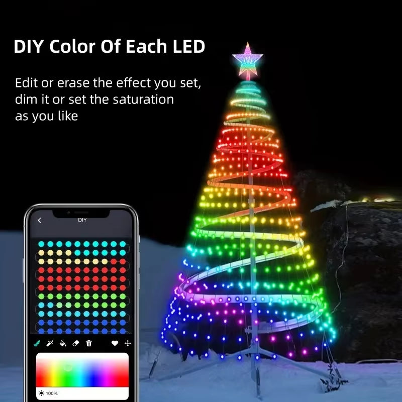 2.1M 400Leds Smart Christmas Tree Lights Christmas LED String Lights Fairy Garland Lights with Star Topper for Xmas Tree Decor