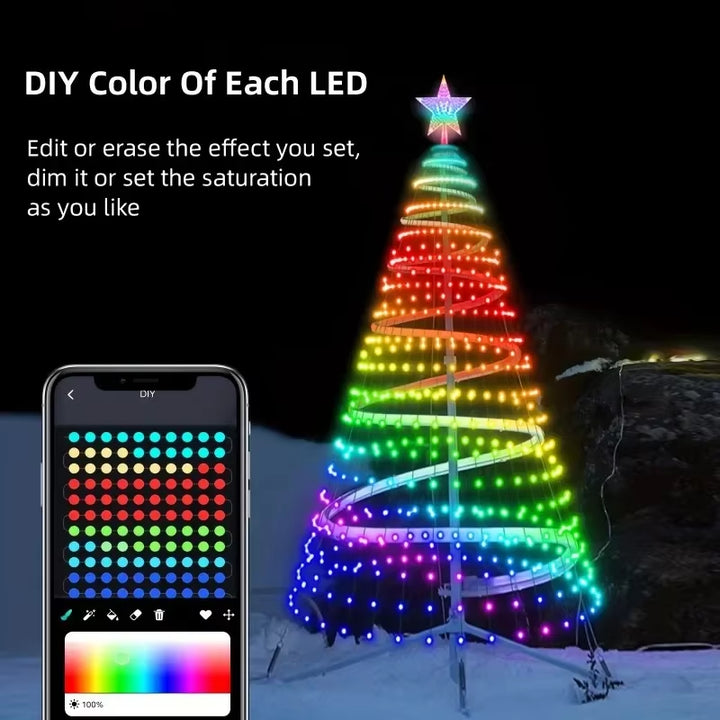 2.1M 400Leds Smart Christmas Tree Lights Christmas LED String Lights Fairy Garland Lights with Star Topper for Xmas Tree Decor