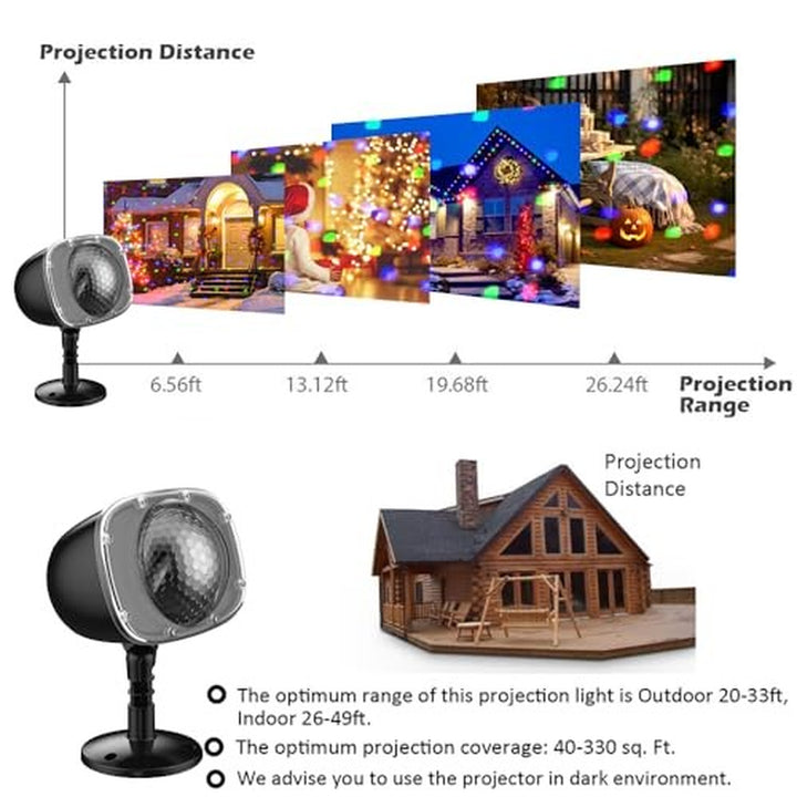 Christmas Projector Lights Outdoor, RGBW Christmas Multi-Color Snow Spot