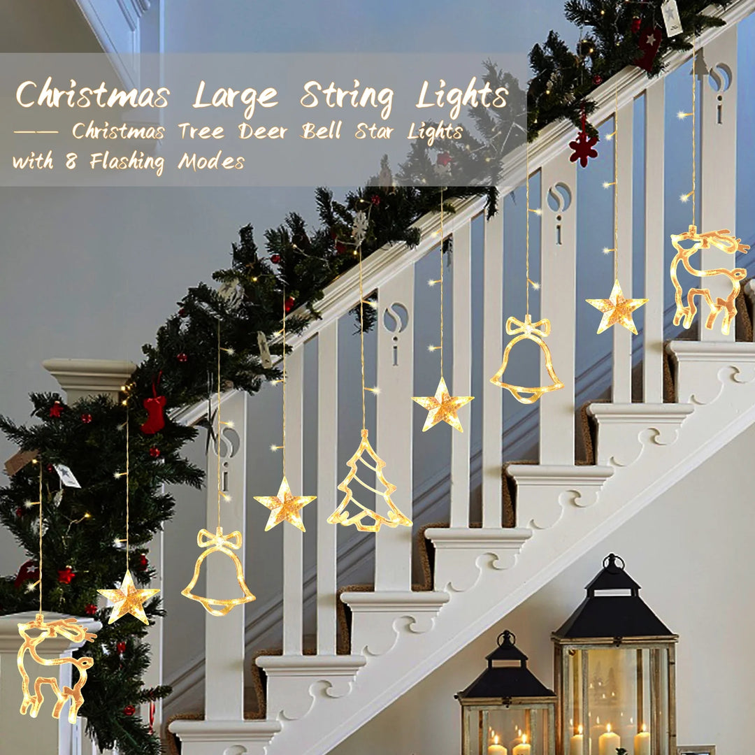 Christmas Decorations, 11.5FT Christmas Hanging Curtain Lights for Indoor Outdoor Window Home Xmas Decor