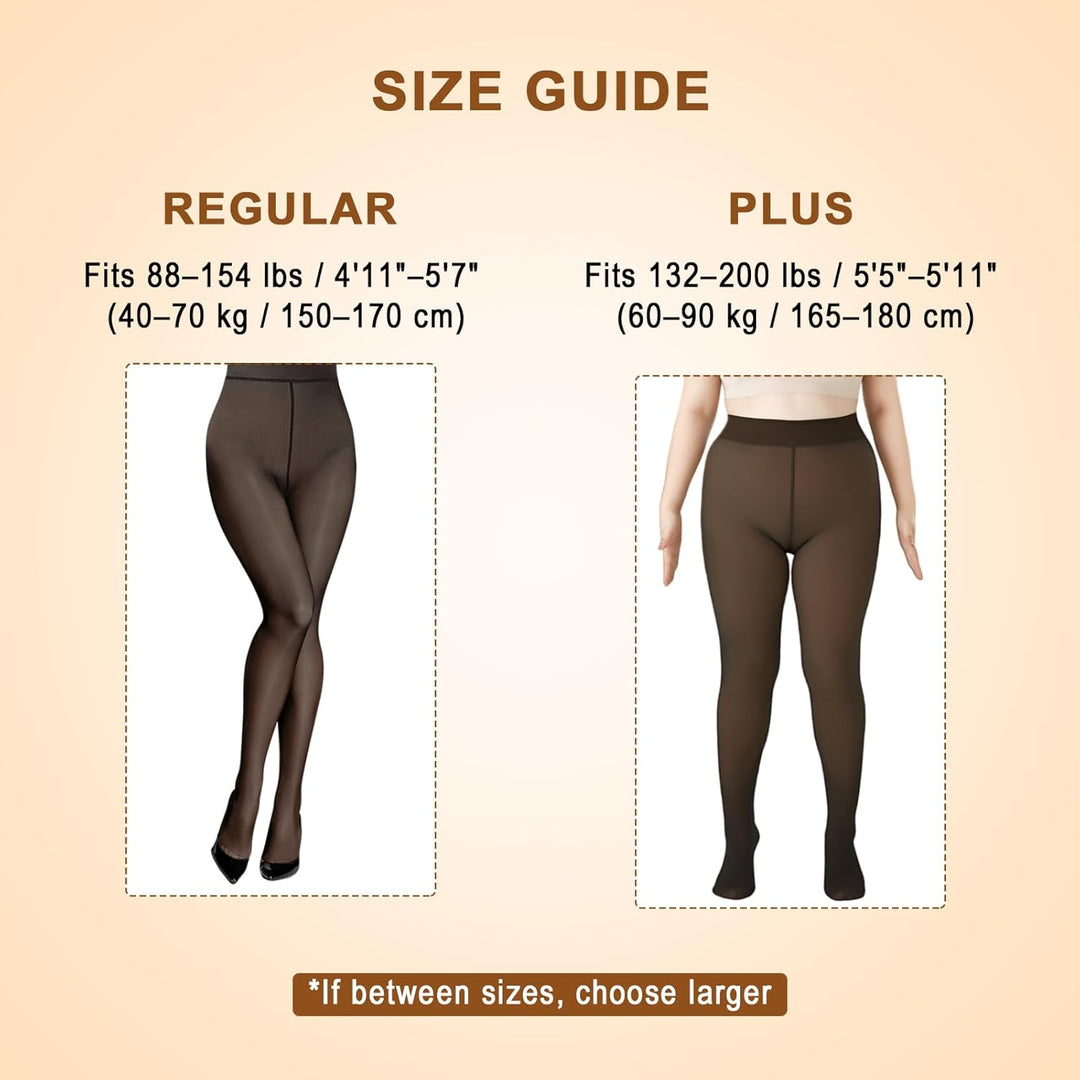 Women Fleece Lined Tights Sheer Warm Pantyhose Fake Translucent Winter