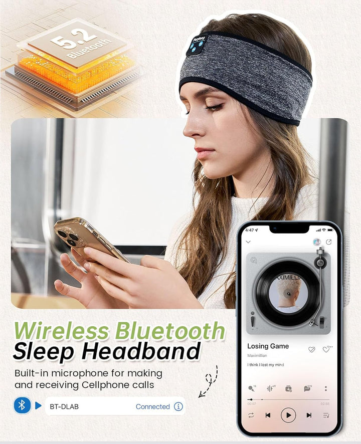 Bluetooth Sleep Headphones Headband - Soft Elastic Comfortable Headband, Gifts for Men, Women, Teenagers