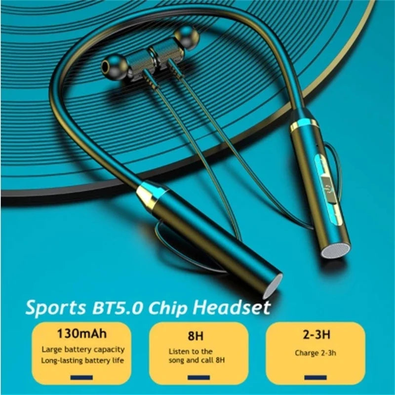 Wireless Headphone Fone Bluetooth 5.0 Neckband Earphones Silicone Hifi Stereo Sports Headset Halter Waterproof Magnetic Earbuds