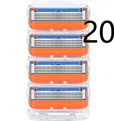 4-Pack Premium 5-Layer Razor Blades | Men's Manual Shaver Cartridges & Storage Box (Orange)