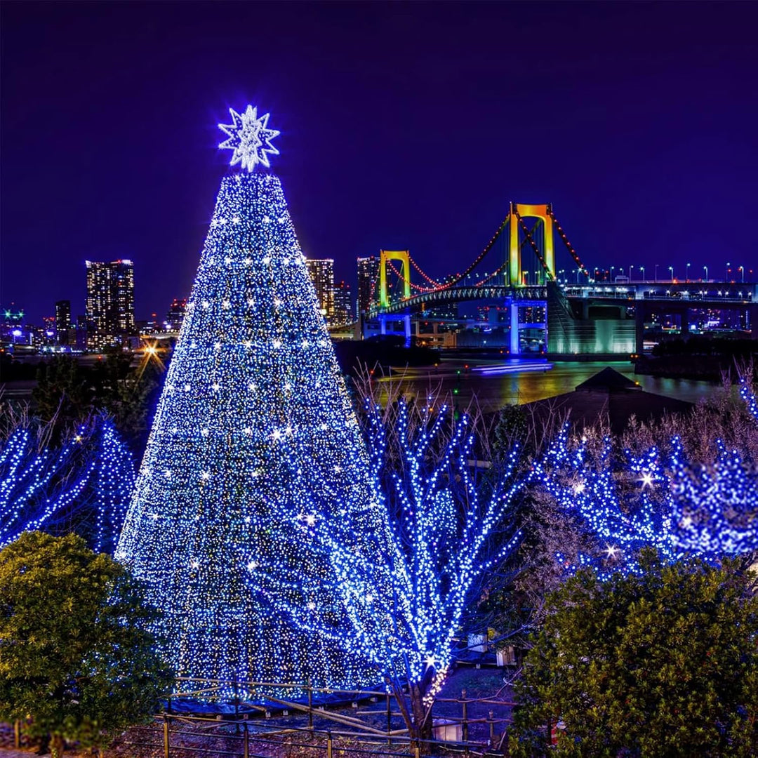 Upgrade Solar String Lights for outside 2 Pack Total 180FT 500LED String Lights Outdoor with 8 Modes, IP65 Waterproof Outdoor Solar Twinkle Lights, Garden Tree Party Christmas Decorations, Blue