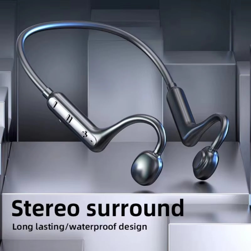 NEW Real Bone Conduction Sport Headphone Wireless Earphone Bluetooth-Compatible Headset Hands-Free with Mic for Running