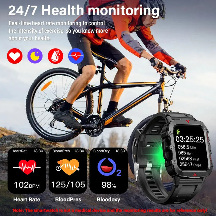 Men Sports Smart Watch 1.71 Screen Blood Oxygen Bluetooth Talking Watch Multi Sport LED Flashlight Outdoor Smart Watch