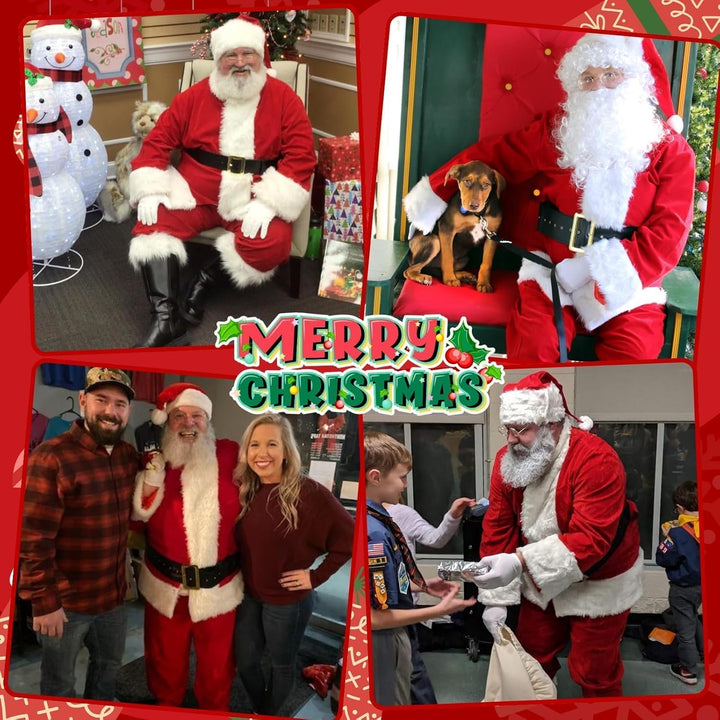 Santa Claus Costume for Men Santa Suit Adults 11Pcs Mens Deluxe Professional Christmas Clause Outfit Xmas Cosplay