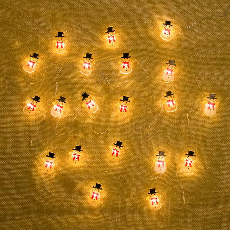 2M Christmas Santa Claus Snowflake LED Light String Garland Xmas Tree Fairy Light Christmas Decoration for Home New Year Navidad