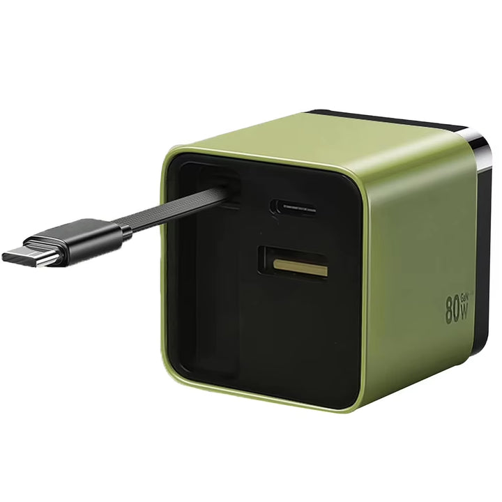 3 in 1 Gan Charger with Retractable Charge Cable PD USB Charger 22.5W Fast Charge for Huawei Iphone Samsung Redmi Travel Charger