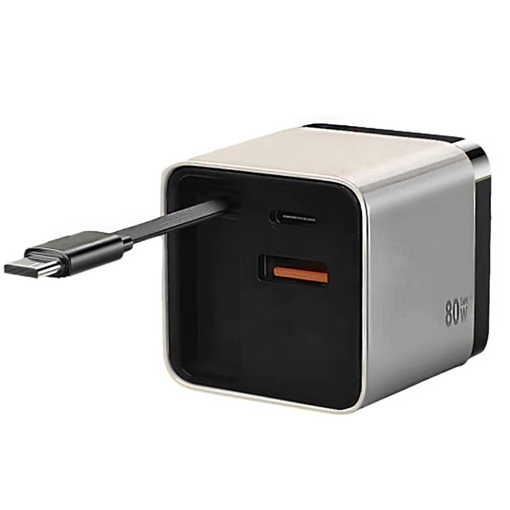 3 in 1 Gan Charger with Retractable Charge Cable PD USB Charger 22.5W Fast Charge for Huawei Iphone Samsung Redmi Travel Charger