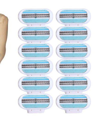 4-Pack Women's 3-Layer Razor Blades | Smooth Manual Shaving Cartridges