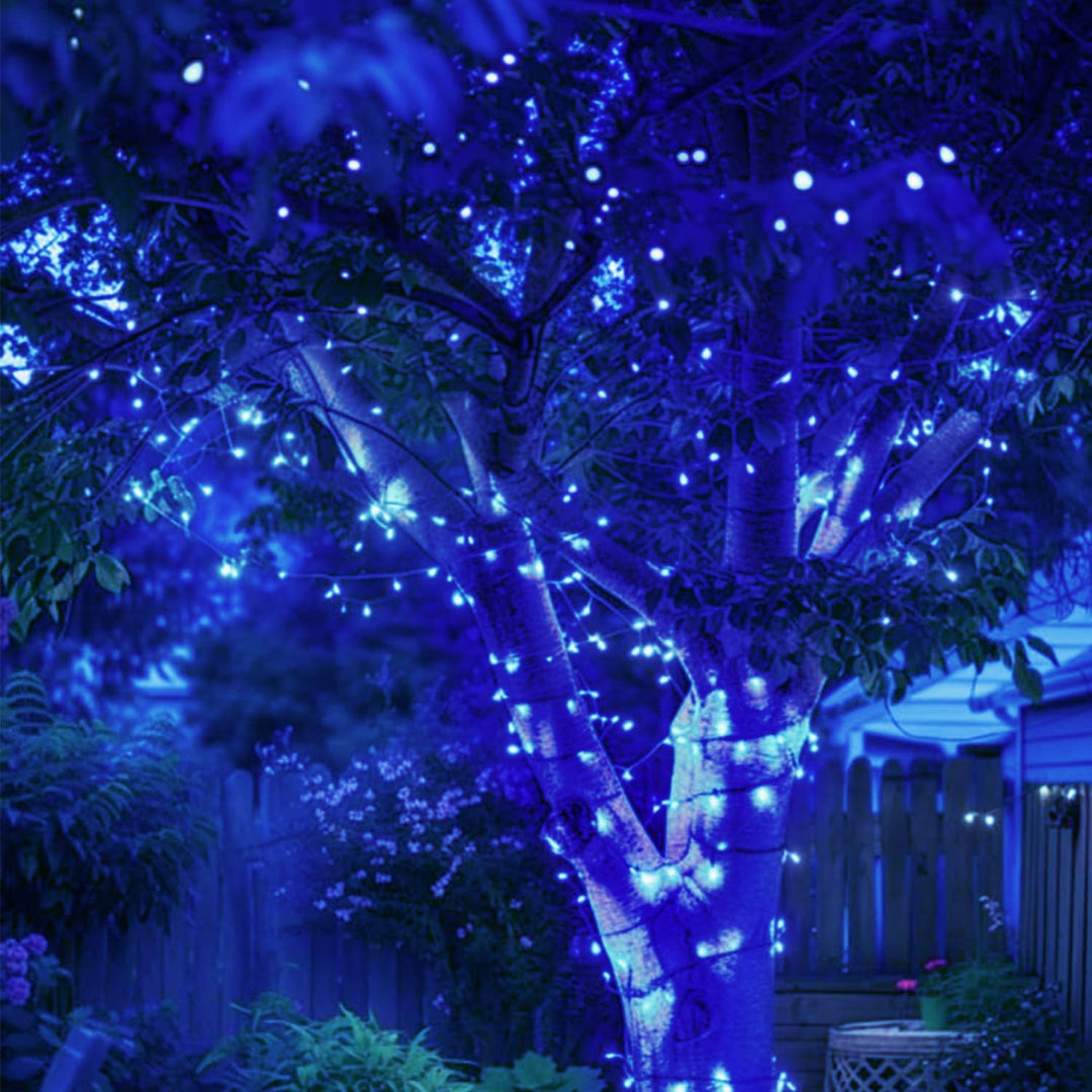 Upgrade Solar String Lights for outside 2 Pack Total 180FT 500LED String Lights Outdoor with 8 Modes, IP65 Waterproof Outdoor Solar Twinkle Lights, Garden Tree Party Christmas Decorations, Blue