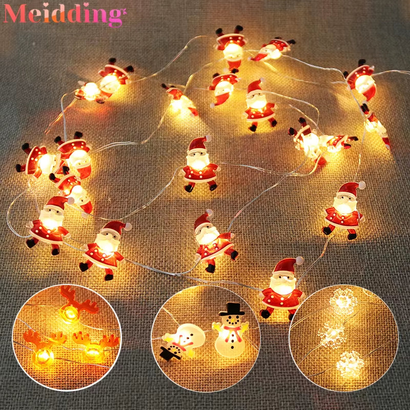 Christmas LED String Lights Santa Claus Snowflakes Snowman Xmas Tree Fairy Lights Garland Christmas Decorations for Home Navidad